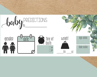 Baby Predictions Guessing Game - Baby shower game- gender boy or girl, date, time of birth, weight, hair color - Instant Download