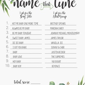 Baby Shower Game : Name That Tune to Baby Songs Instant - Etsy