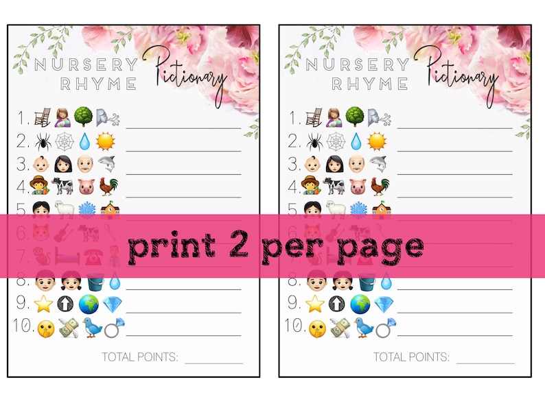 Baby Shower Emoji Pictionary Game With Answers Nursery Etsy