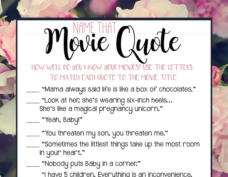 Baby Shower Printable Game Baby & Parenting Movie Quotes Etsy