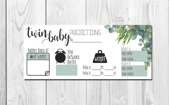 Twins Baby Shower Game: Predictions for Baby A & B (Printable PDF)
