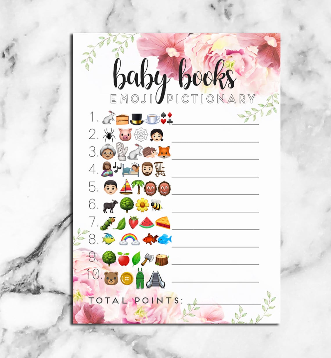 Baby Shower EMOJI PICTIONARY Guessing Game With Answers Etsy UK