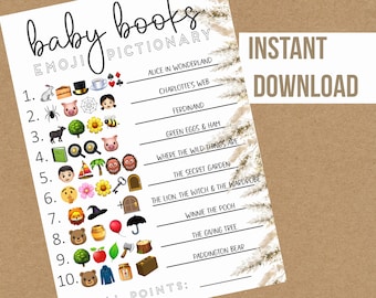 Baby Shower Spiel Emoji Buchtitel - sofort download
