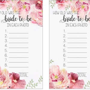 Bridal Shower Game - Guess the Bride's Age in Each Photo - Instant ...