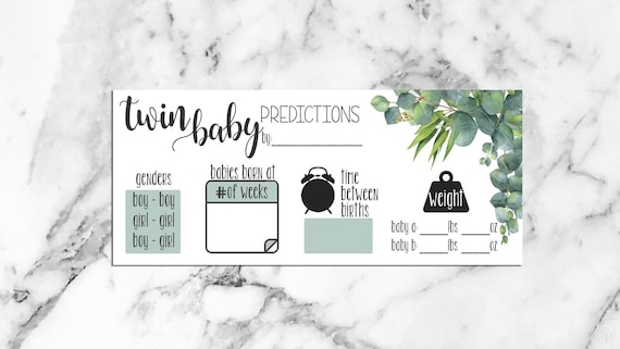 Twins Baby Shower Game – Predictions, Gender Reveal (Instant Download)