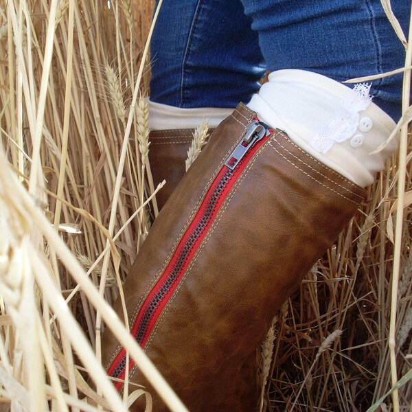 Boot Socks -- Cream Leg Warmers