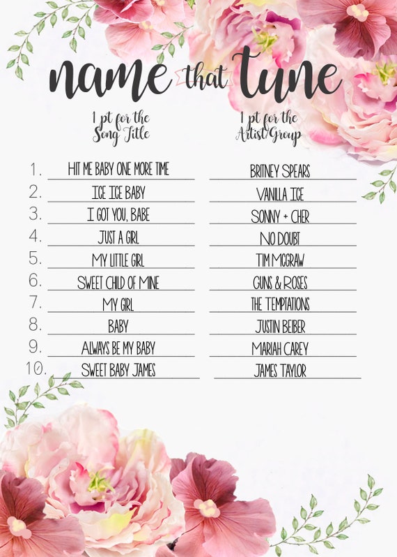 Baby Shower Game Name That Tune To Baby Songs Instant Etsy