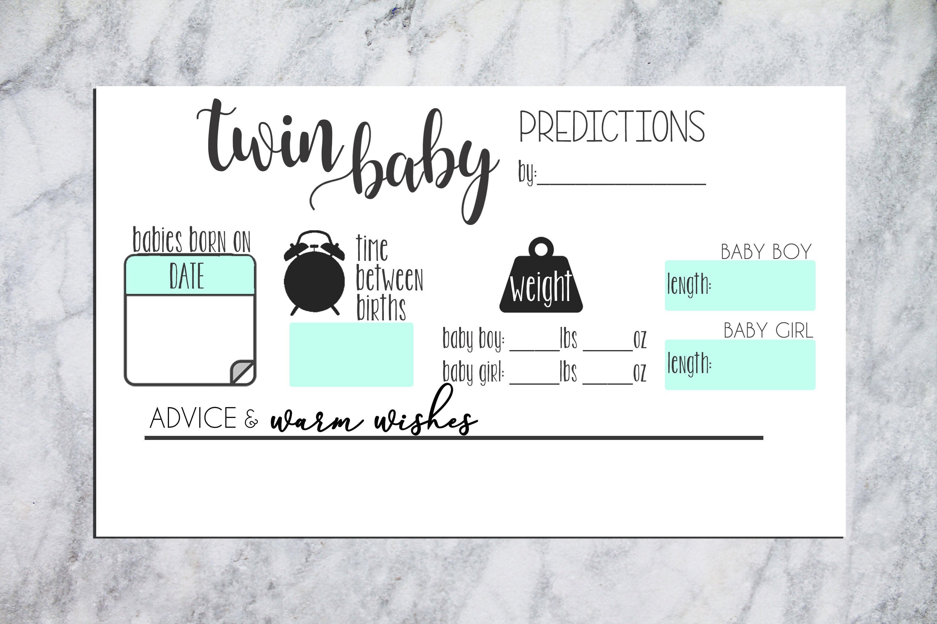TWIN BABY PREDICTIONS Boy / Girl Twins Guests Guess Date Etsy