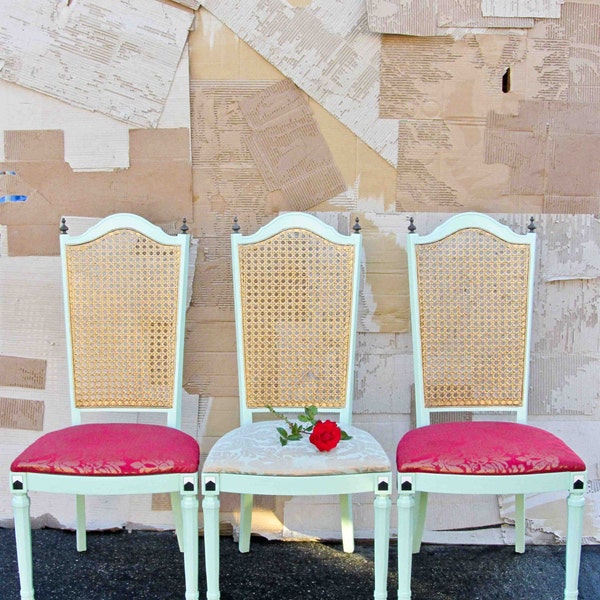 3 Retro Geometric Upcycled Chairs