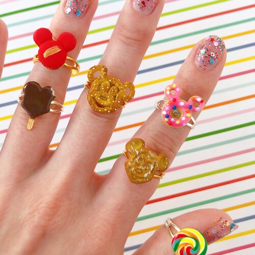 MADE TO ORDER - Mickey Mouse Tiny Treat Rings - Handmade  Mini Food  Candy Jewelry - -