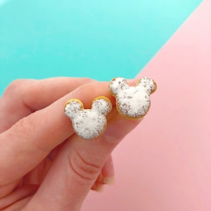 MADE TO ORDER - Mickey Shaped Beignet Earrings - Handmade Mini Food Jewelry