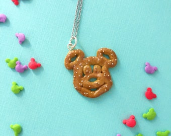 MADE TO ORDER - Mickey Mouse Pretzel Necklace - Handmade  Mini Food  Candy Jewelry - -