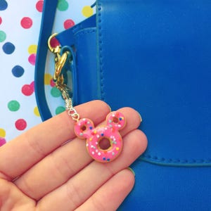 MADE TO ORDER - Pink Mickey Donut Keychain - Handmade Mini Food  Candy Accessories - -