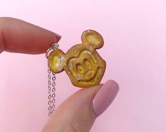 MADE TO ORDER - Mickey Mouse Waffle Pendant Necklace - Handmade Mini Food  Candy Jewelry - -