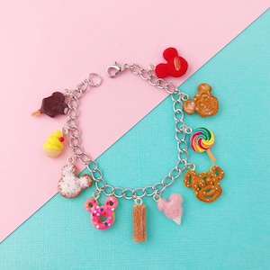 Deluxe Mickey Treats Charm Bracelet - MADE TO ORDER - Handmade Mini Food Candy Jewelry - Ship Insurance Included