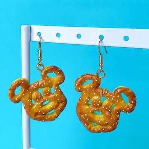 MADE TO ORDER - Mickey Pretzel Statement Earrings - Handmade Mini Food Jewelry -