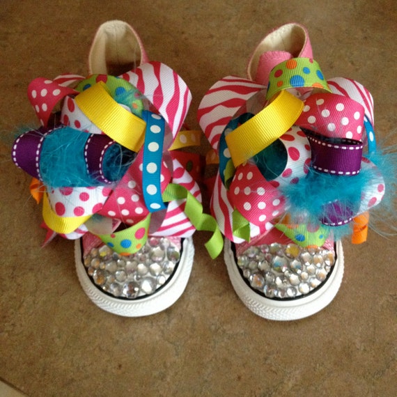 Items similar to Custom bling toe Converse shoe with funky loppy shoe ...