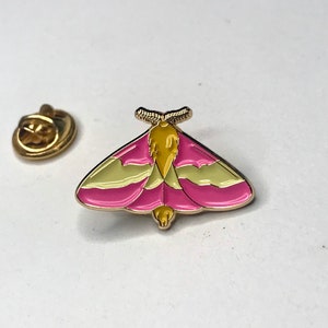 NEW! Rosy Maple Moth Enamel Pin. Dryocampa rubicunda. Saturniidae.