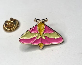 NEW! Rosy Maple Moth Enamel Pin. Dryocampa rubicunda. Saturniidae.