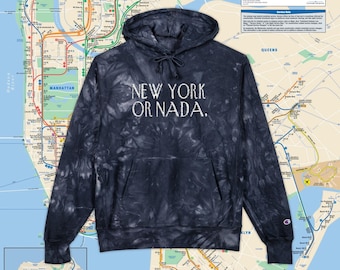 New York or Nada Hoodie | Tie-Dye Embroidered Pullover