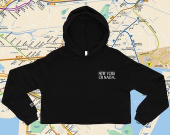 NEW YORK or NADA Crop Hoodie Embroidered