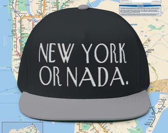 New York or Nada Flat Bill Cap: Urban Style Cotton Twill Hat