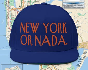New York or NADA Flat Bill Cap: Cotton Twill Baseball Hat