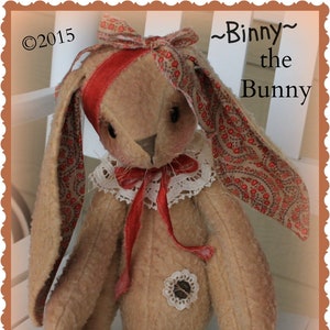 Patrón de conejo primitivo Binny el conejito PDF Patrón de muñeca de tela para coser de Pascua