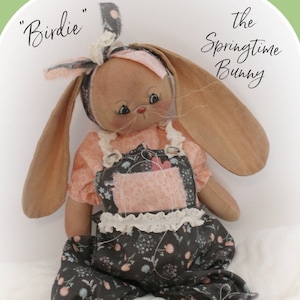 Primitive Bunny Rabbit Pattern Birdie the Springtime Bunny PDF Sewing Craft Doll Pattern