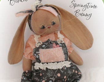 Primitive Bunny Rabbit Pattern Birdie the Springtime Bunny PDF Sewing Craft Doll Pattern