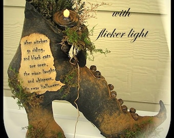 Primitive Witch Boot Shoe Pattern Grungy Olde Witch Boot Halloween Fall PDF Sewing Craft Pattern