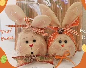 Primitive Fun Buns lil' Bunny Kids Spring Easter Rabbit Sewing PDF Pattern