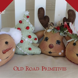 Primitive Snowman Ginger Christmas Pattern &quot;The Gang&#39;s all Home&quot; Christmas Ornies PDF Sewing Ornie Craft Pattern