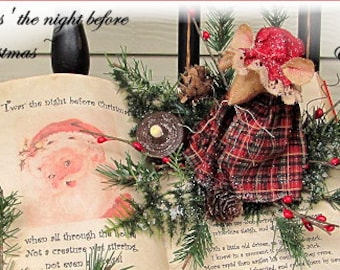 Primitive Christmas Mouse Pattern Twas the night before Christmas Book and Mouse Pattern