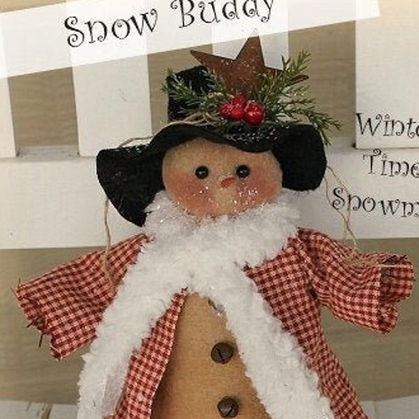 Primitive Snowman Pattern Snow Buddy Winter Time Snowman PDF Sewing Cloth Doll Christmas Pattern