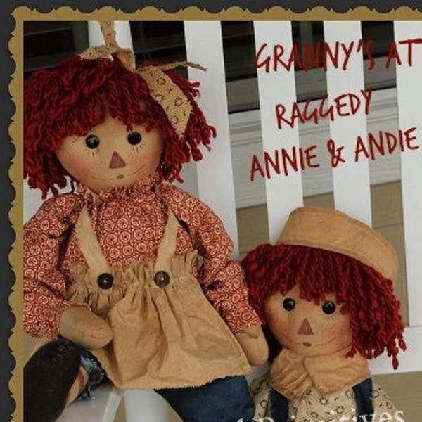 Primitive Raggedy Ann and Andy Pattern Ragdoll Raggedy PDF Sewing Cloth Doll Pattern