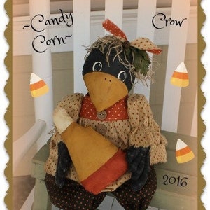 Primitive Crow Pattern Candy Corn Crow Fall Halloween PDF Sewing Pattern