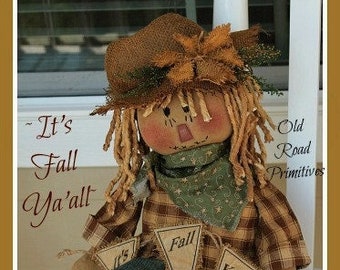 Primitive Scarecrow Pattern It's Fall Ya'all Prim Scarecrow Raggedy Doll Fall PDF Sewing Pattern