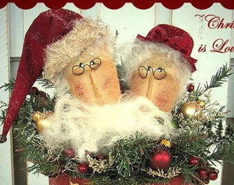 Primitive Santa Pattern Christmas is Love Santa and Mrs Clause PDF Sewing Craft Pattern