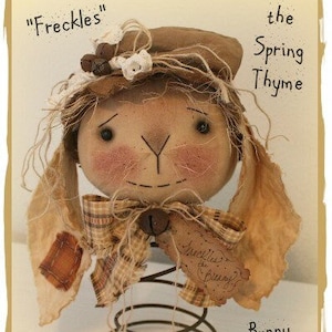 Primitive Bunny Rabbit Pattern Freckles the Spring Thyme Bunny Make-do PDF Sewing Easter Cloth Doll Pattern