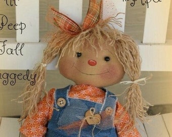 Modello per bambola spaventapasseri primitiva Pipa the lil' Peep Fall Raggedy Scarecrow Doll PDF Modello per bambola di stoffa da cucire