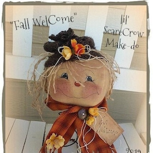 Primitive Scarecrow Fall Pattern Welcome lil&#39; Fall Scarecrow Make-do PDF Sewing Pattern