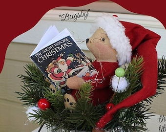 Primitive Christmas Mouse Pattern Bugsby the little Christmas Mouse Instant Download PDF Pattern