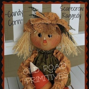 Primitive Scarecrow Pattern Candy Corn Scarecrow Raggedy Fall Halloween PDF Sewing Pattern
