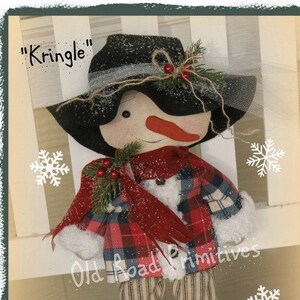 Snowman Pattern Kringle the Kid Snowman Pattern Primitive Christmas Sewing Pattern