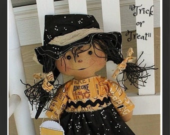 Primitive Witch Doll Pattern Trick or Treat lil' Peep Raggedy PDF Sewing Doll Pattern Fall Halloween