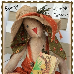 Primitive Bunny Rabbit Pattern Simple Simon Bunny PDF Sewing Easter Spring Doll Pattern