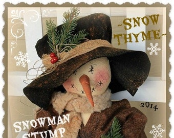 Primitive Snowman Pattern Snow Thyme Snowman Stump Doll PDF Sewing Christmas Cloth Doll Patterns