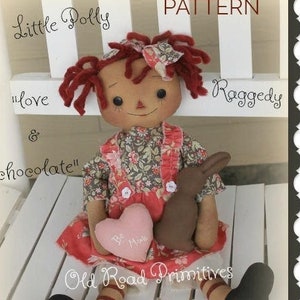 Primitive Valentine's Ragdoll Pattern Little Polly Love and Chocolate Raggedy PDF Sewing Craft Pattern