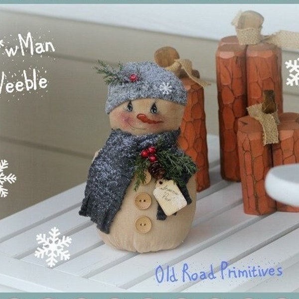 Primitive Snowman Pattern Snowman and Ginger Christmas Weebles PDF Sewing Craft Pattern Snowmen